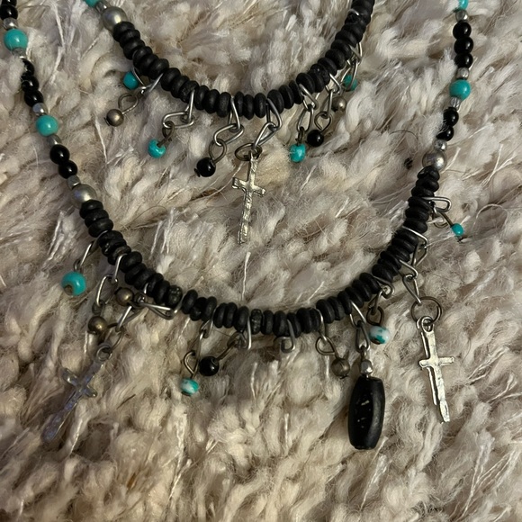 Turquoise & Black Crosses Necklace & Earrings Set - Picture 4 of 6